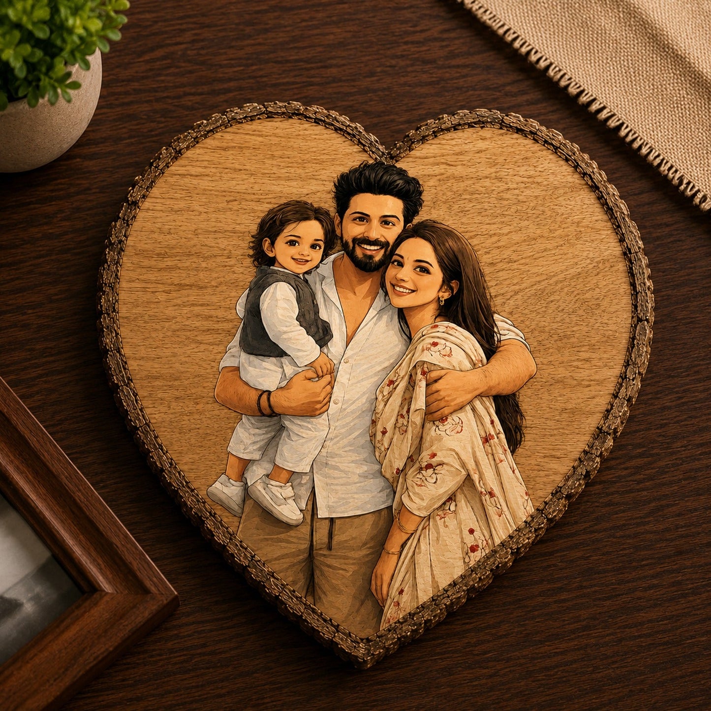 Customized heart wooden slicer