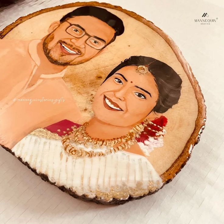 Custom Hand-Painted Portrait on Wood Slice