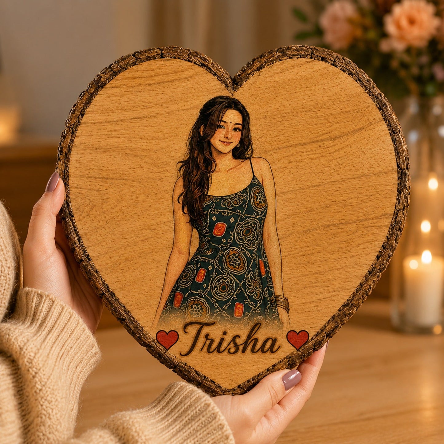 Customized heart wooden slicer