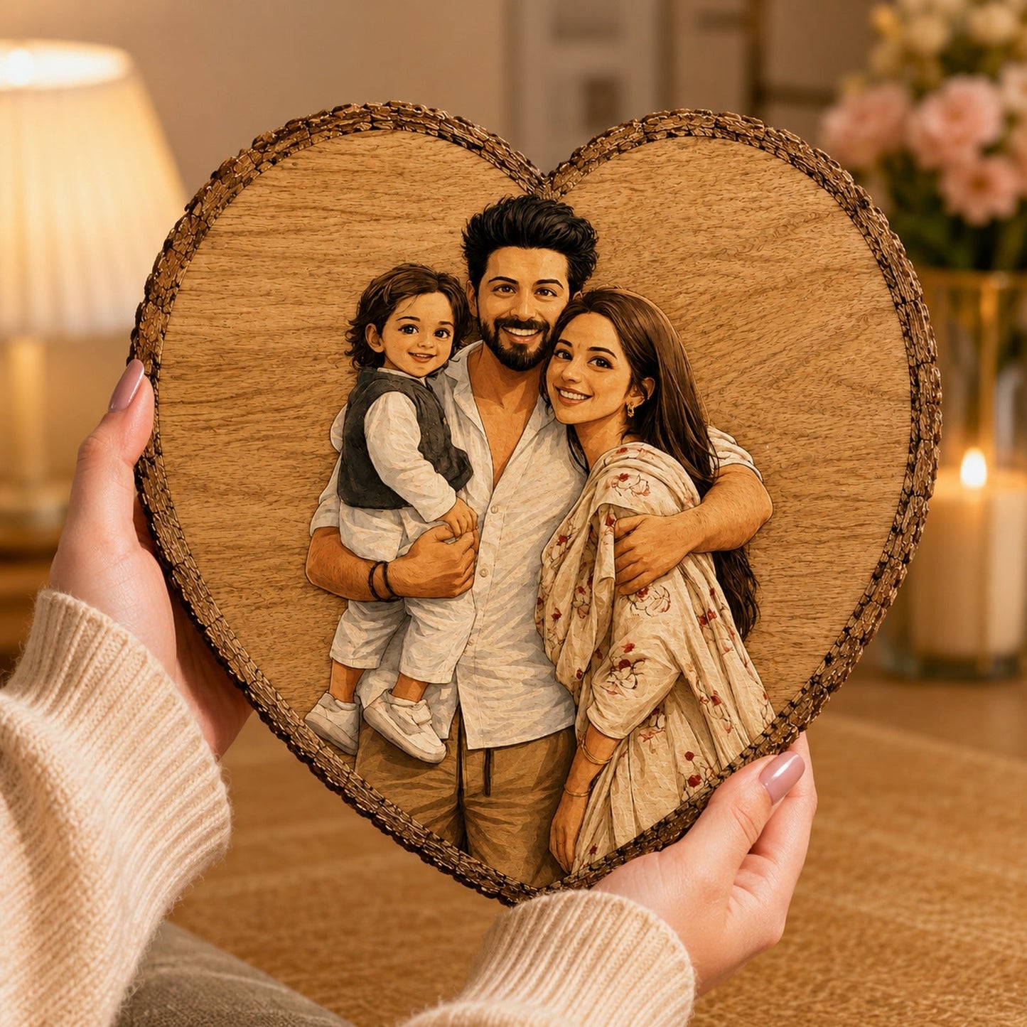 Customized heart wooden slicer