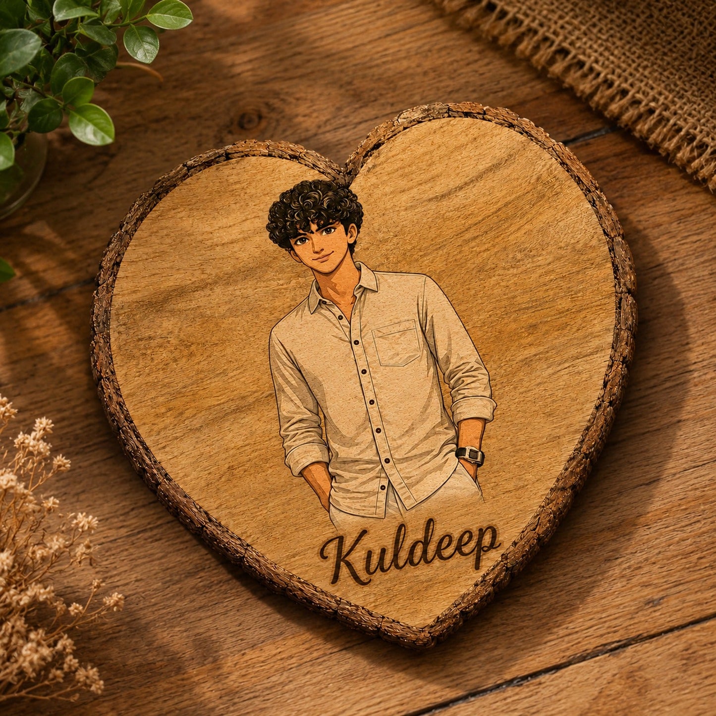 Customized heart wooden slicer