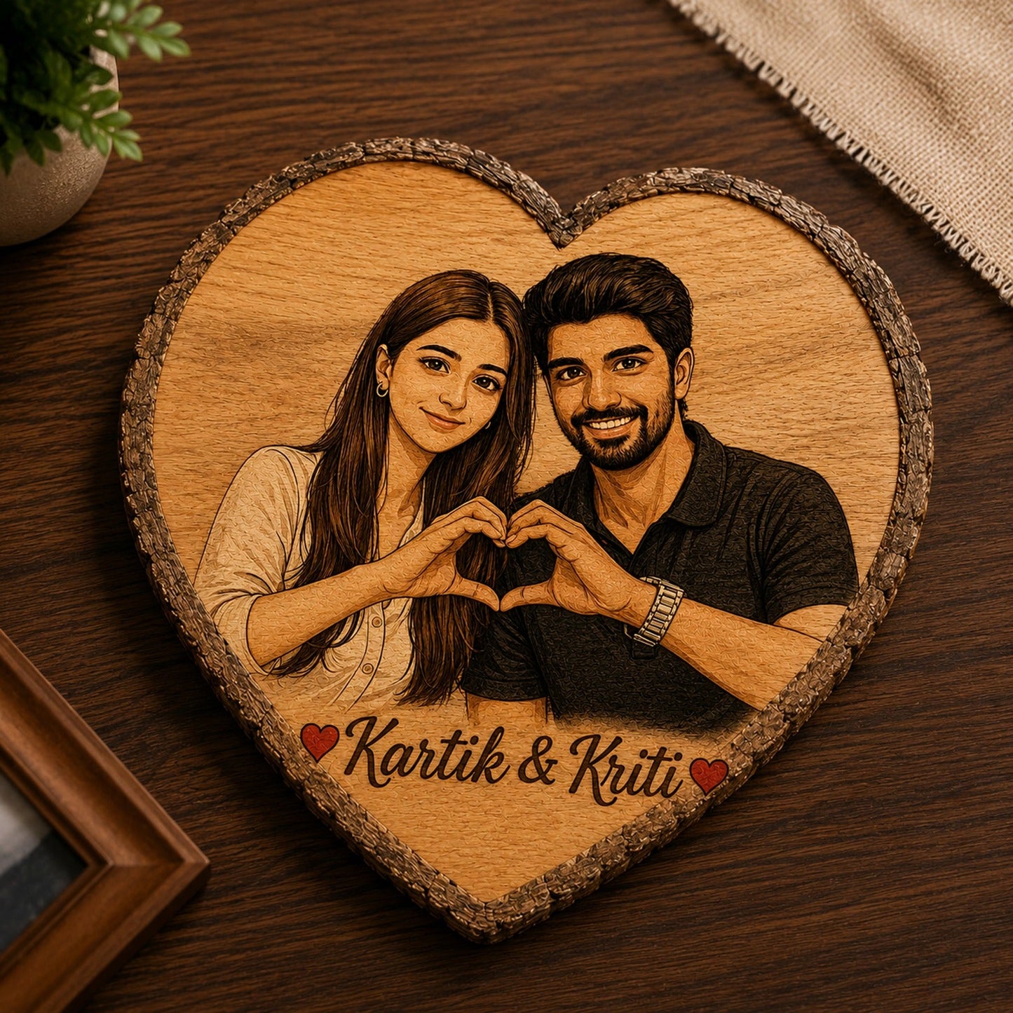 Customized heart wooden slicer