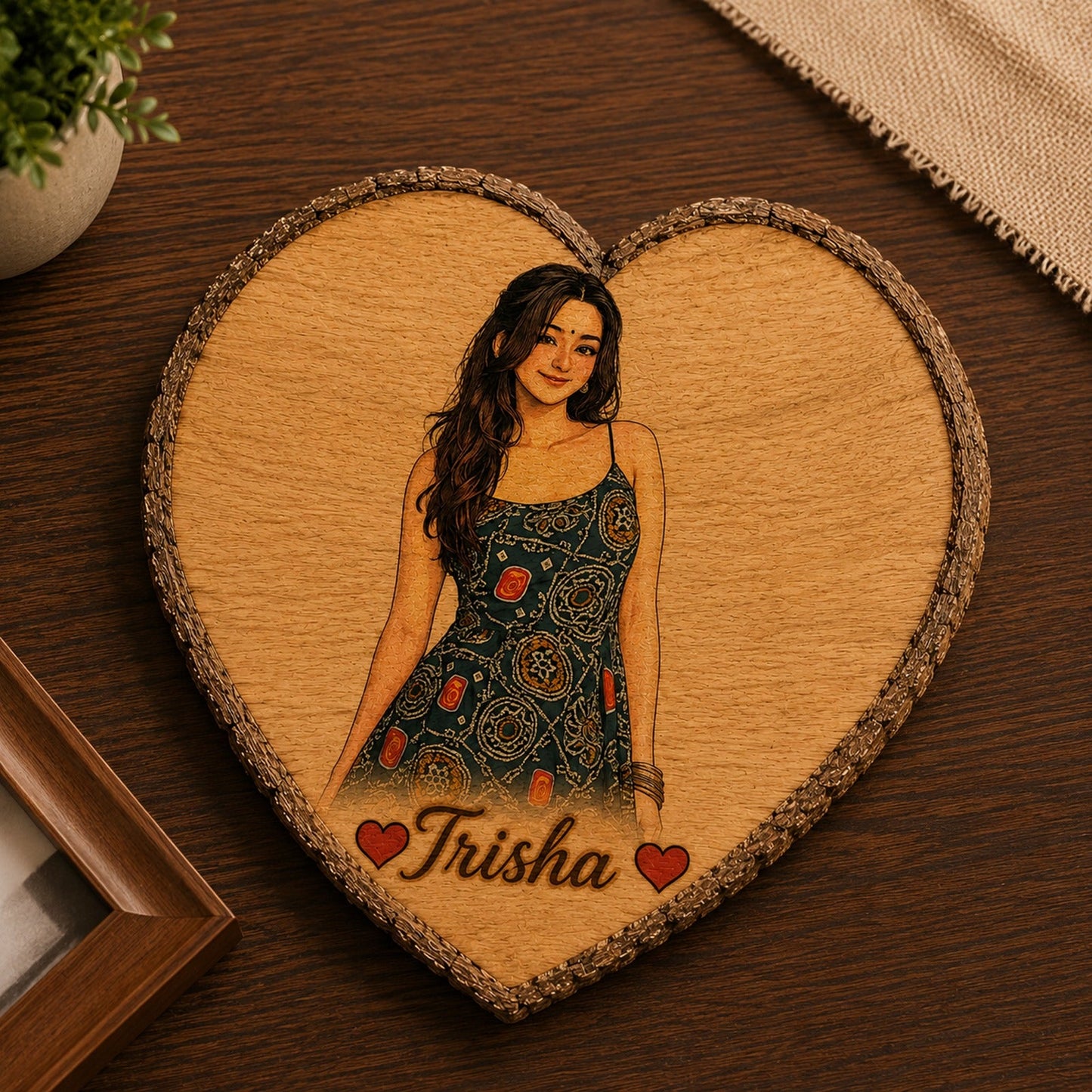 Customized heart wooden slicer